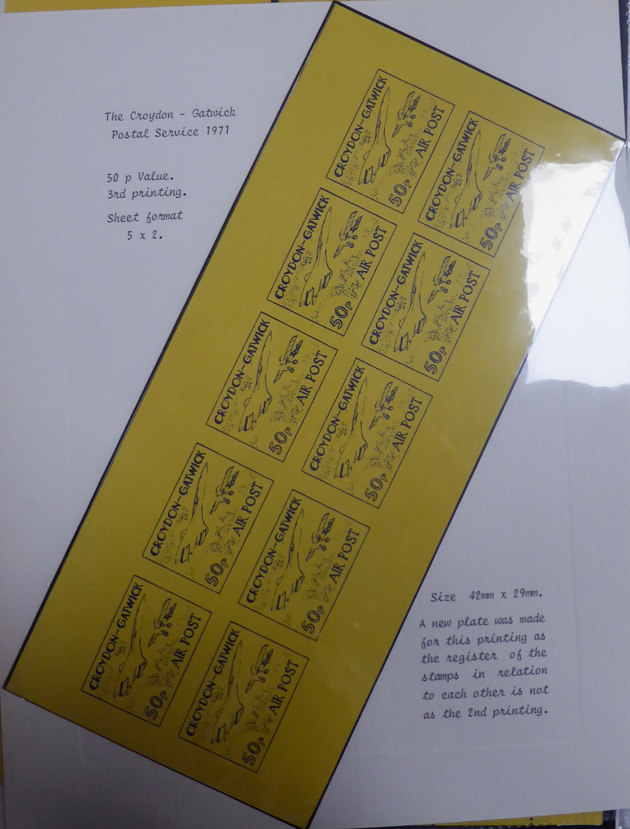 Croydon Gatwick Strike Post Stamps 1971 50p Concorde issue ex Brian Asquith collection
